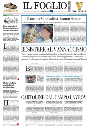 Prima pagina Il Foglio di oggi - Quotidiano nazionale