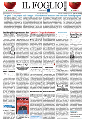 Prima pagina Il Foglio di oggi - Quotidiano nazionale
