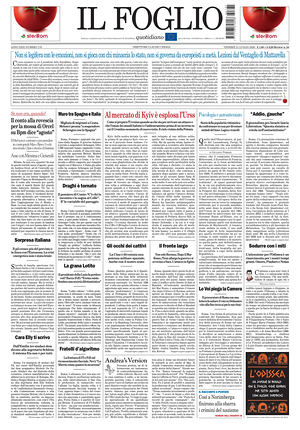 Prima pagina Il Foglio di oggi - Quotidiano nazionale