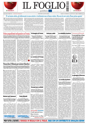 Prima pagina Il Foglio di oggi - Quotidiano nazionale