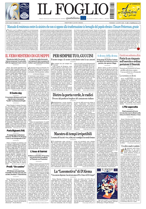 Prima pagina Il Foglio di oggi - Quotidiano nazionale