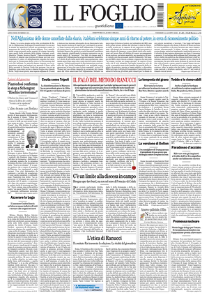 Prima pagina Il Foglio di oggi - Quotidiano nazionale