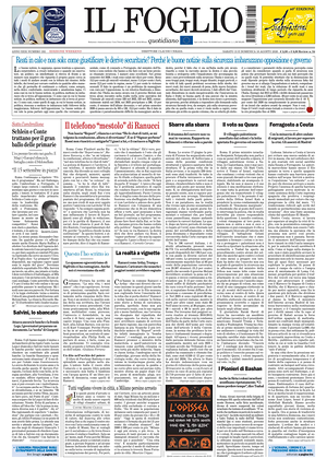 Prima pagina Il Foglio di oggi - Quotidiano nazionale