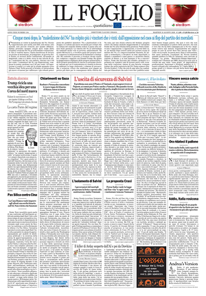 Prima pagina Il Foglio di oggi - Quotidiano nazionale