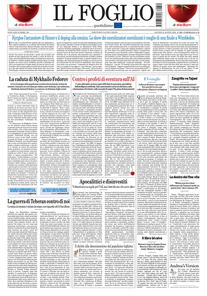 Prima pagina Il Foglio di oggi - Quotidiano nazionale