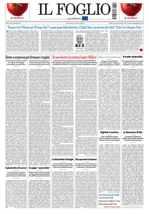 Prima pagina Il Foglio di oggi - Quotidiano nazionale