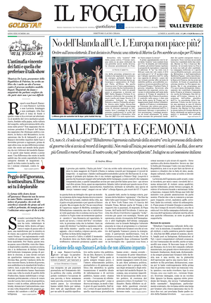 Prima pagina Il Foglio di oggi - Quotidiano nazionale