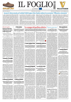 Prima pagina Il Foglio di oggi - Quotidiano nazionale