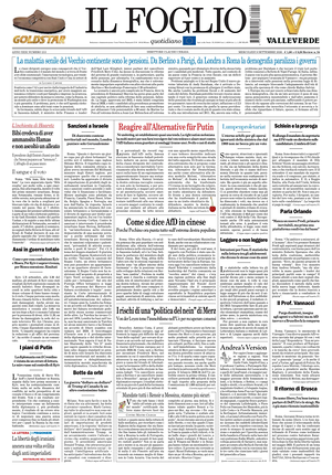 Prima pagina Il Foglio di oggi - Quotidiano nazionale