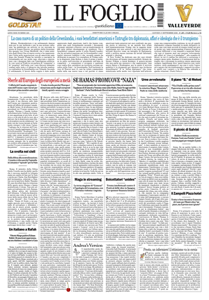 Prima pagina Il Foglio di oggi - Quotidiano nazionale