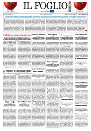 Prima pagina Il Foglio di oggi - Quotidiano nazionale