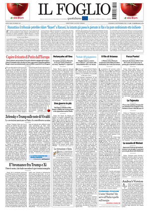 Prima pagina Il Foglio di oggi - Quotidiano nazionale