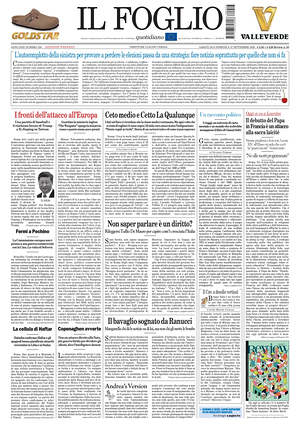 Prima pagina Il Foglio di oggi - Quotidiano nazionale