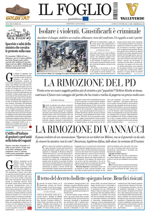Il Foglio prima pagina
