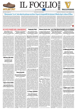 Prima pagina Il Foglio di oggi - Quotidiano nazionale