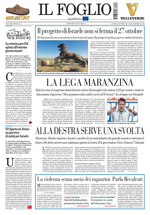 Prima pagina Il Foglio di oggi - Quotidiano nazionale
