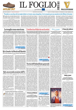 Prima pagina Il Foglio di oggi - Quotidiano nazionale