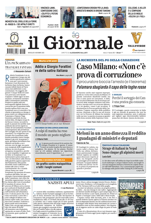 Prima pagina Il Giornale di oggi - Quotidiano nazionale