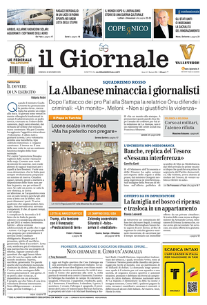 Prima pagina Il Giornale di oggi - Quotidiano nazionale