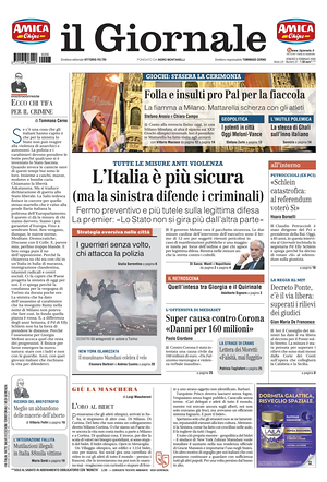 Prima pagina Il Giornale di oggi - Quotidiano nazionale
