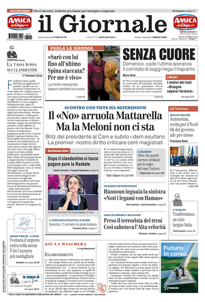 Prima pagina Il Giornale di oggi - Quotidiano nazionale