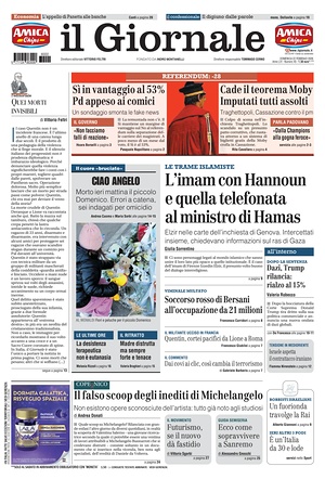 Prima pagina Il Giornale di oggi - Quotidiano nazionale