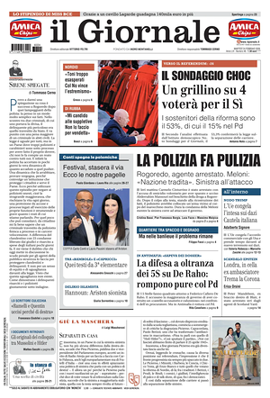 Prima pagina Il Giornale di oggi - Quotidiano nazionale