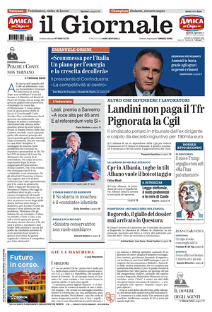 Prima pagina Il Giornale di oggi - Quotidiano nazionale