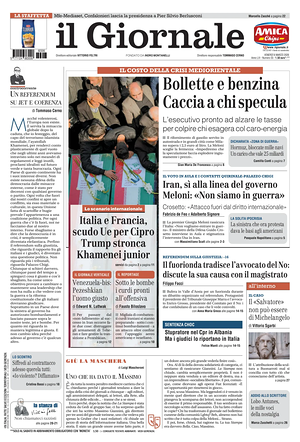 Prima pagina Il Giornale di oggi - Quotidiano nazionale