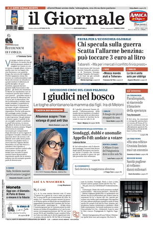 Prima pagina Il Giornale di oggi - Quotidiano nazionale