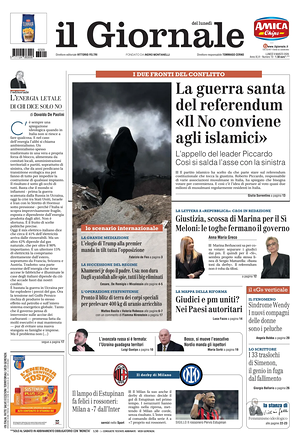Prima pagina Il Giornale di oggi - Quotidiano nazionale