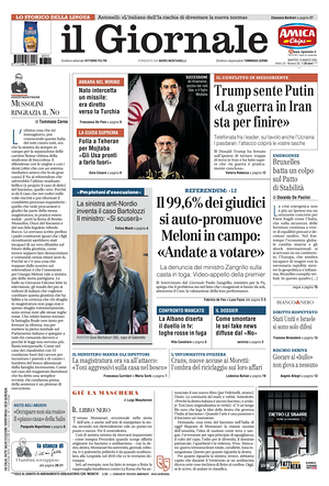 Prima pagina Il Giornale di oggi - Quotidiano nazionale