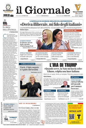 Prima pagina Il Giornale di oggi - Quotidiano nazionale