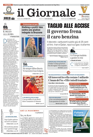 Prima pagina Il Giornale di oggi - Quotidiano nazionale