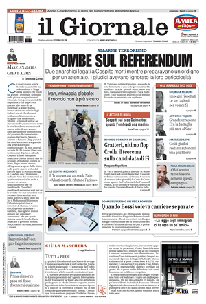 Prima pagina Il Giornale di oggi - Quotidiano nazionale