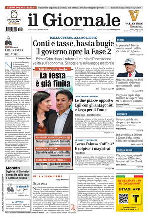Prima pagina Il Giornale di oggi - Quotidiano nazionale