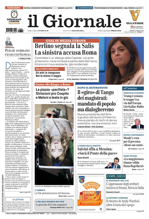 Prima pagina Il Giornale di oggi - Quotidiano nazionale
