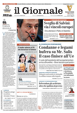 Prima pagina Il Giornale di oggi - Quotidiano nazionale