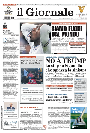 Prima pagina Il Giornale di oggi - Quotidiano nazionale