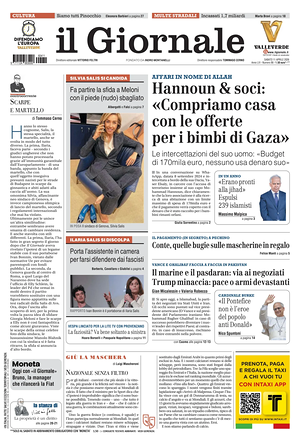 Prima pagina Il Giornale di oggi - Quotidiano nazionale