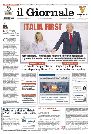 Prima pagina Il Giornale di oggi - Quotidiano nazionale