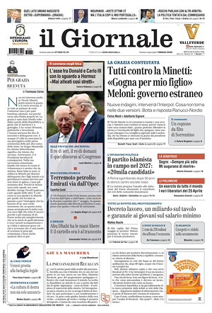 Prima pagina Il Giornale di oggi - Quotidiano nazionale