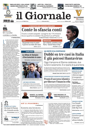 Prima pagina Il Giornale di oggi - Quotidiano nazionale