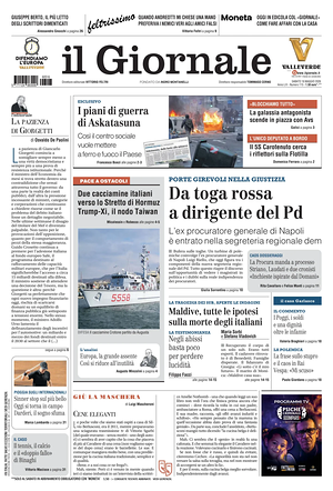 Prima pagina Il Giornale di oggi - Quotidiano nazionale