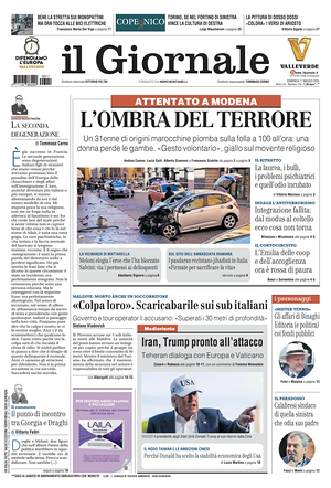 Prima pagina Il Giornale di oggi - Quotidiano nazionale