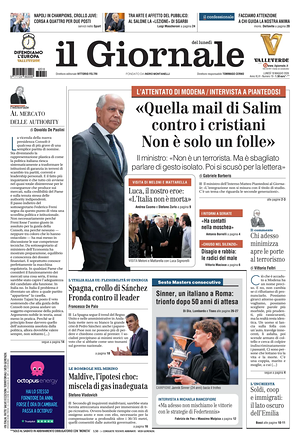 Prima pagina Il Giornale di oggi - Quotidiano nazionale