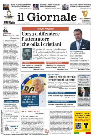 Prima pagina Il Giornale di oggi - Quotidiano nazionale
