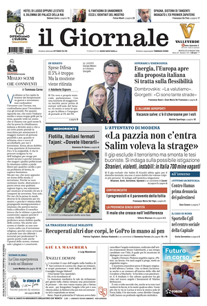 Prima pagina Il Giornale di oggi - Quotidiano nazionale