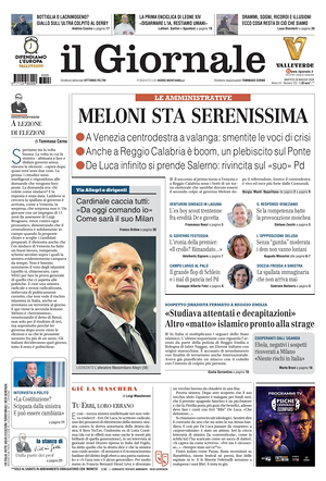 Prima pagina Il Giornale di oggi - Quotidiano nazionale