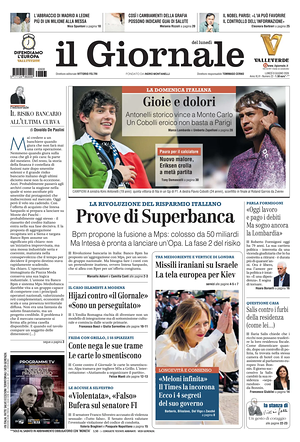 Prima pagina Il Giornale di oggi - Quotidiano nazionale